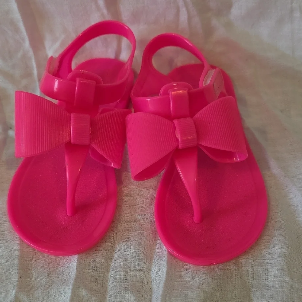 (J36) Wonder Nation Pink Bow Sandals for Kids Sz 8 In Toddler